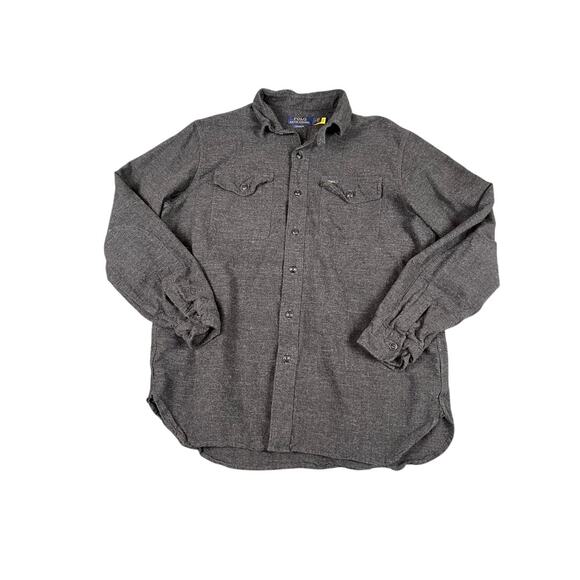 Polo Ralph Lauren Men's Flannel Shirt Large Gray Long Sleeve Classic Fit ** - Picture 1 of 7